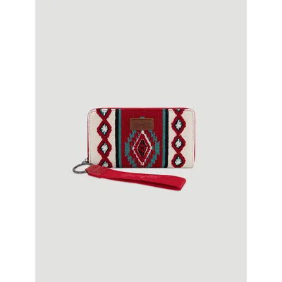 Wrangler Southwest Stripe Wristlet In Burgundy