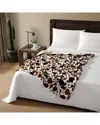 Wrangler Spotted Cow Solid Faux Rabbit Fur Throw Blanket In Brown