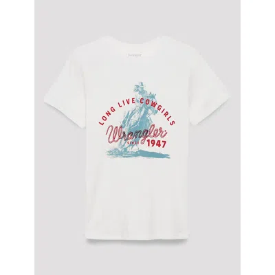 Wrangler Sprinting Cowgirl Reg Fit Graphic Tee In Bright White Heather