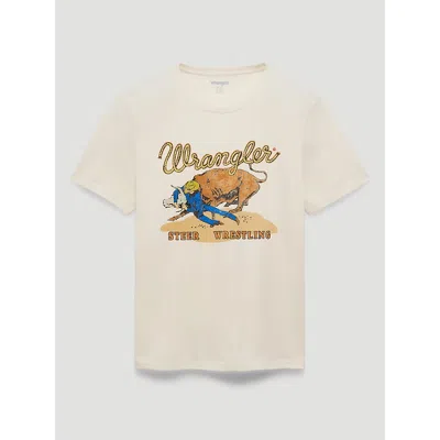 Wrangler Steer Wrestling Back Graphic T-shirt In Marshmallow In White