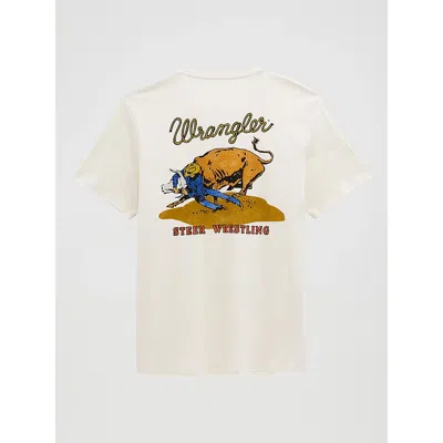 Wrangler Steer Wrestling Graphic T-shirt In Antique White