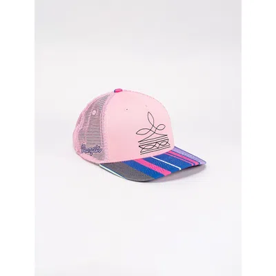 Wrangler Stripe Bill Boot Stitch Trucker Hat In Rose In Multi
