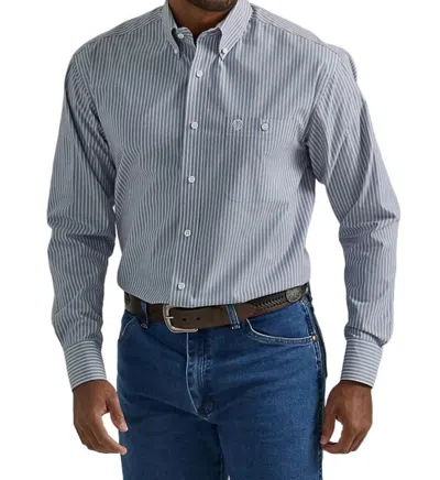 Wrangler Stripe George Strait Shirt In Steel Blue
