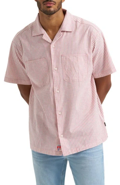 Wrangler Stripe Graphic Camp Shirt In Pink
