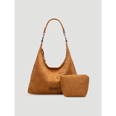 Wrangler Suede Boho Bag With Cosmetic Case In Brown