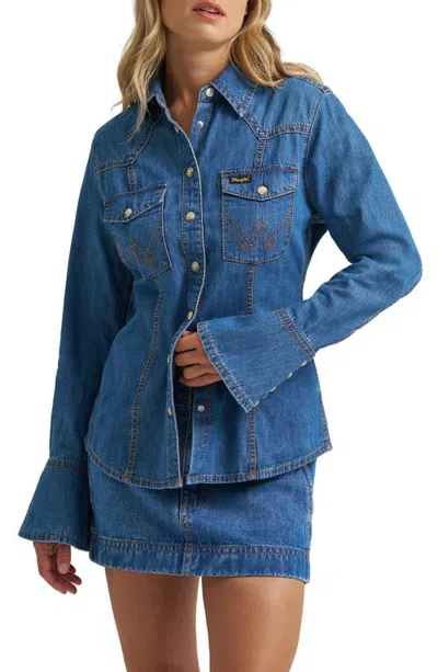 Wrangler Super Western Shirt In Blue