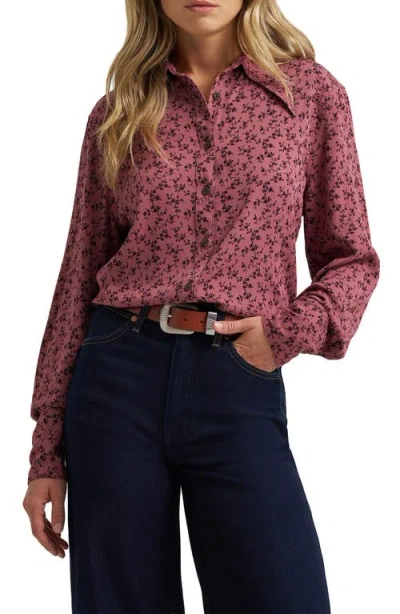 Wrangler Tess Dramatic Collar Shirt In Pink Rose