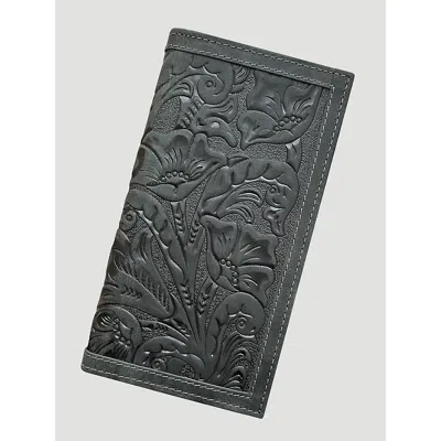 Wrangler Texas Rose Leather Trim Checkbook In Black