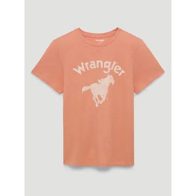 Wrangler Thundering Horse Reg Fit Graphic Tee In Muted Clay In Orange