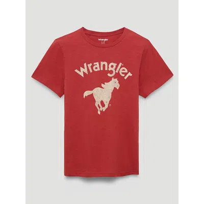 Wrangler Thundering Horse Reg Fit Graphic Tee In Tandoori Spice In Red