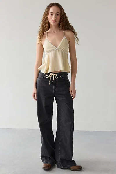 Wrangler Tie-front Loose Jean In Rinse Black, Women's At Urban Outfitters