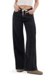 Wrangler Tie Waist Wide Leg Jeans In Rinse Black