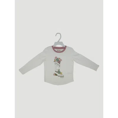 Wrangler Kids' Toddler Girl's Long Sleeve Graphic Tee In Cowgirl Vase In Gray
