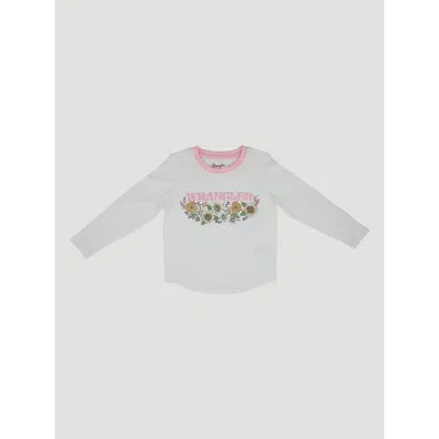 Wrangler Kids' Toddler Girl's Long Sleeve Graphic Tee In Sunflower Yellow In White