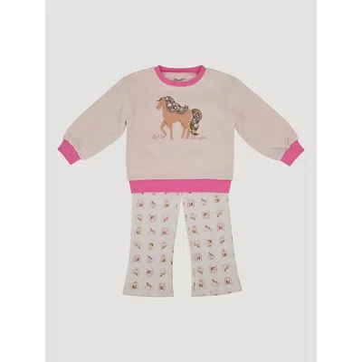 Wrangler Kids' Toddler Girl's Sweatshirt Set In Pony Pink