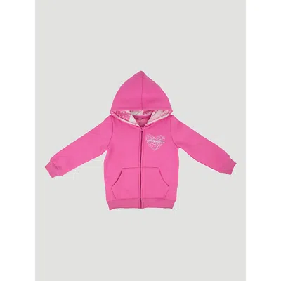 Wrangler Kids' Toddler Girl's Zip Graphic Hoodie In Heart Pink