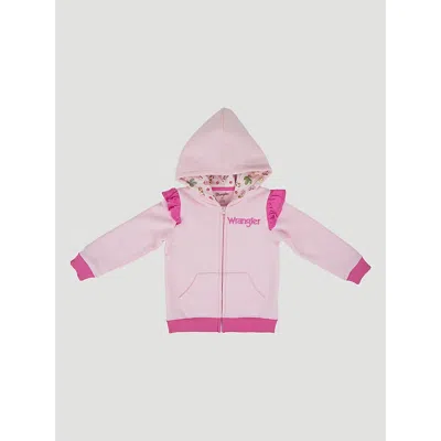 Wrangler Kids' Toddler Girl's Zip Ruffle Graphic Hoodie In Pink Ruffle