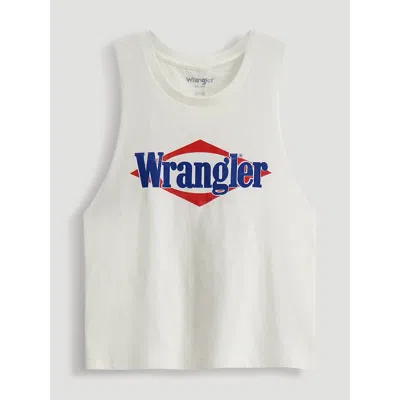Wrangler Triangle Logo Crop Festival Tank In Worn White