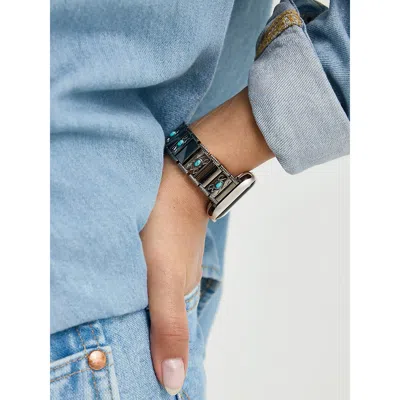 Wrangler Turquoise Metal Universal Watchband In Silver In Gray