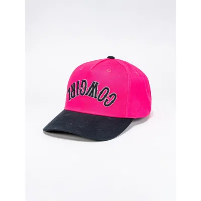 Wrangler Upside Down Logo Baseball Cap In Black/pink In White