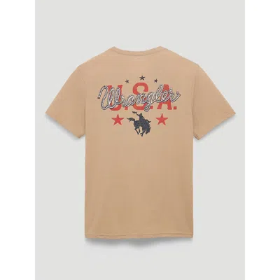 Wrangler Usa  Rope Back Graphic T-shirt In Travertine Heather In Brown