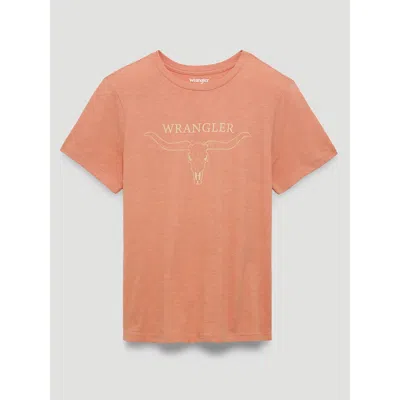 Wrangler Very Longhorn Reg Fit Graphic Tee In Muted Clay In Orange