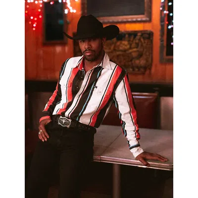 Wrangler Vintage-inspired Brushpopper Western Snap Workshirt In Burning Coral In White
