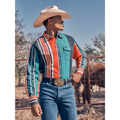Wrangler Vintage-inspired Brushpopper Western Snap Workshirt In Reds In Multi