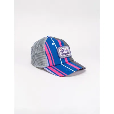 Wrangler Washed Stripe Trucker Hat In Rose In Multi