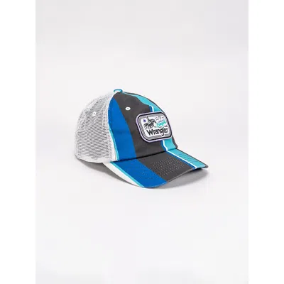 Wrangler Washed Stripe Trucker Hat In Winter Blue In Multi