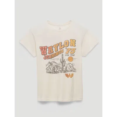 Wrangler Waylon Jennings 75 Tour Retro Reg Dual Graphic Tee In Marshmallow In Neutral