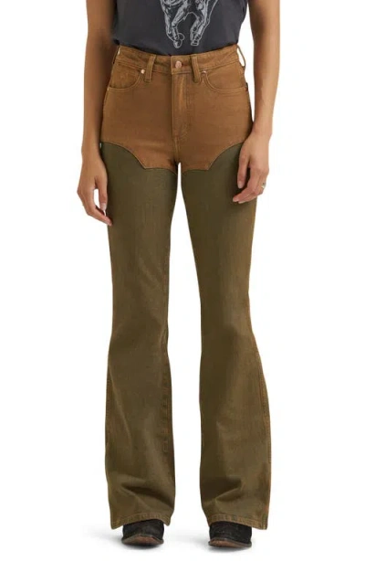 Wrangler Western Chaps Flare Jeans In Green