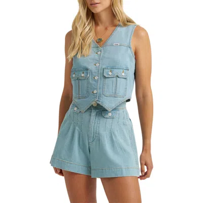 Wrangler Western Denim Vest In Blue