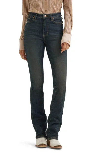 Wrangler Western High Waist Straight Leg Jeans In Blue
