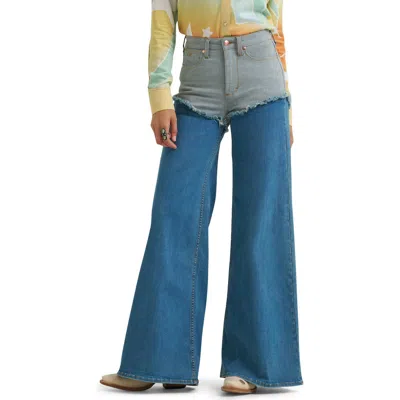 Wrangler Western High Waist Wide Leg Jeans In Blue