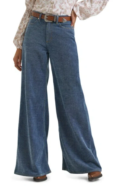Wrangler Western High Waist Wide Leg Jeans In Blue
