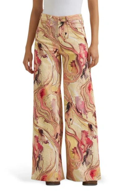 Wrangler Western High Waist Wide Leg Jeans In Nude