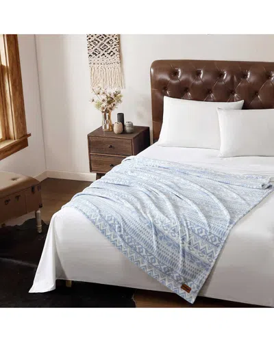 Wrangler Western Horse Stripe Plush Throw Blanket In Blue
