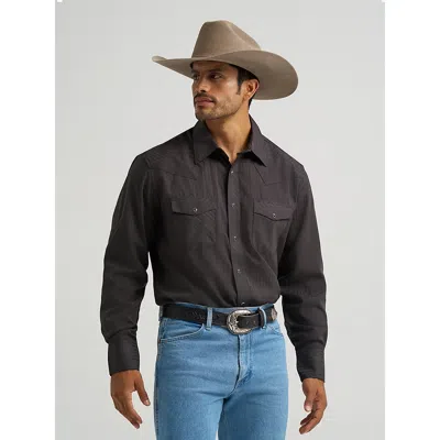 Wrangler ® Western Long Sleeve Western Snap Dobby Stripe Shirt In Black