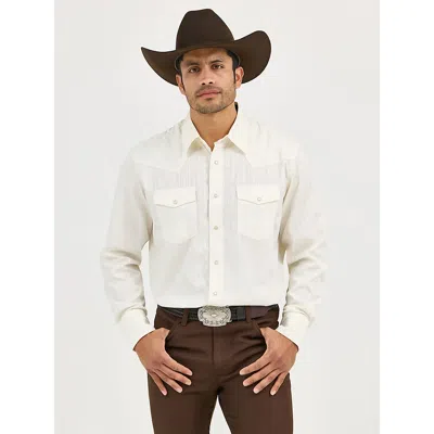 Wrangler ® Western Long Sleeve Western Snap Dobby Stripe Shirt In Tan In Nude