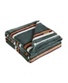 Wrangler Western Saddle Stripe Ultra Soft Plush Fleece Blanket In Prairie Green