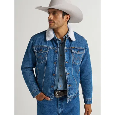 Wrangler ® Western Sherpa Lined Denim Jacket In Stonewash Sherpa In Blue
