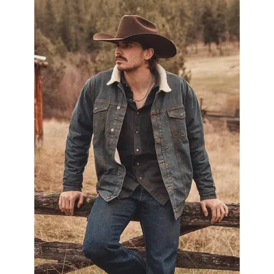Wrangler ® Western Sherpa Lined Denim Trucker Jacket In Rustic In Black