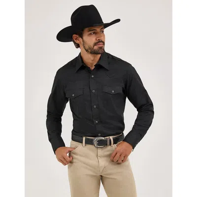 Wrangler ® Western Snap Shirt - Long Sleeve Solid Broadcloth In Black