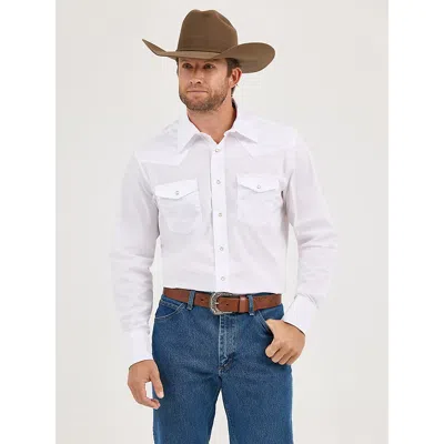 Wrangler ® Western Snap Shirt - Long Sleeve Solid Broadcloth In White
