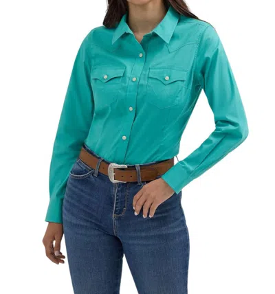 Wrangler Western Solid Shirt In Bright Aqua In Multi