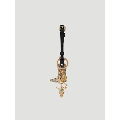 Wrangler Western Spirit Bag Charm In Black In Gold