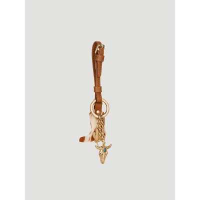 Wrangler Western Spirit Bag Charm In Brown Cream In Metallic