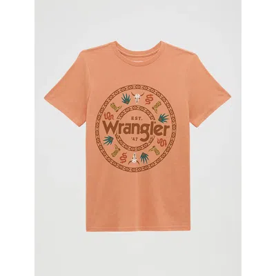Wrangler Western Spirit Reg Fit Graphic Tee In Clay Heather In Pink