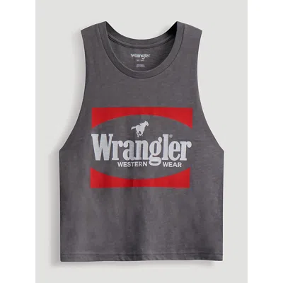 Wrangler Western Wear Crop Festival Tank In Marshmallow In Gray